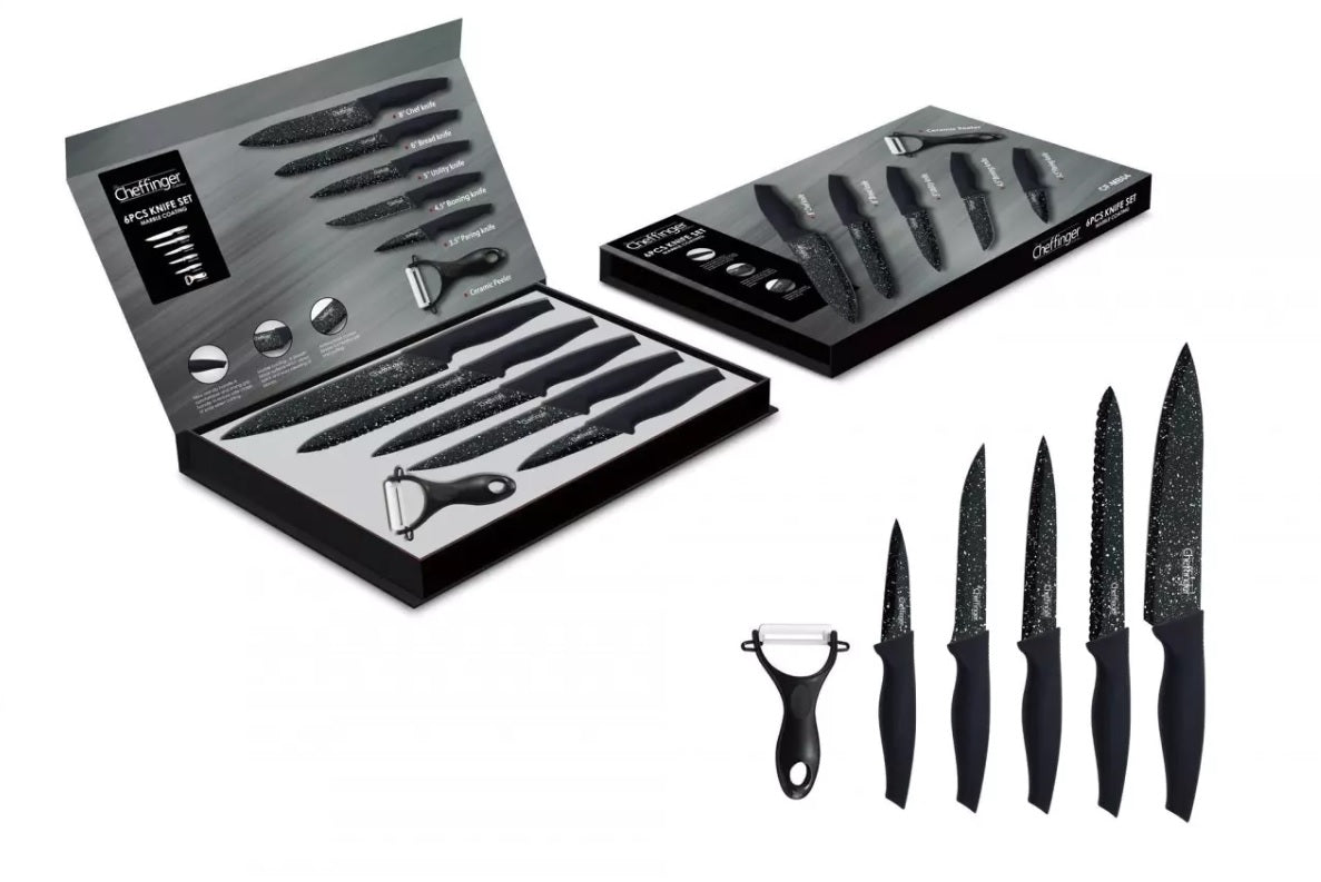 Messer Kochmesser Sparschäler Messerset 6-tlg. Cheffinger CF-MB04