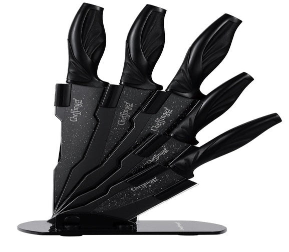 Cheffinger CF-KS08 ** 6 teiliges Messer Set ** Mit praktischem Messerständer ***