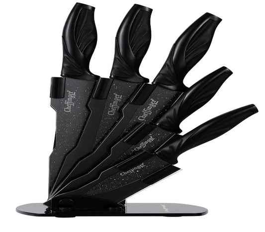 Cheffinger CF-KS08 ** 6 teiliges Messer Set ** Mit praktischem Messerständer ***