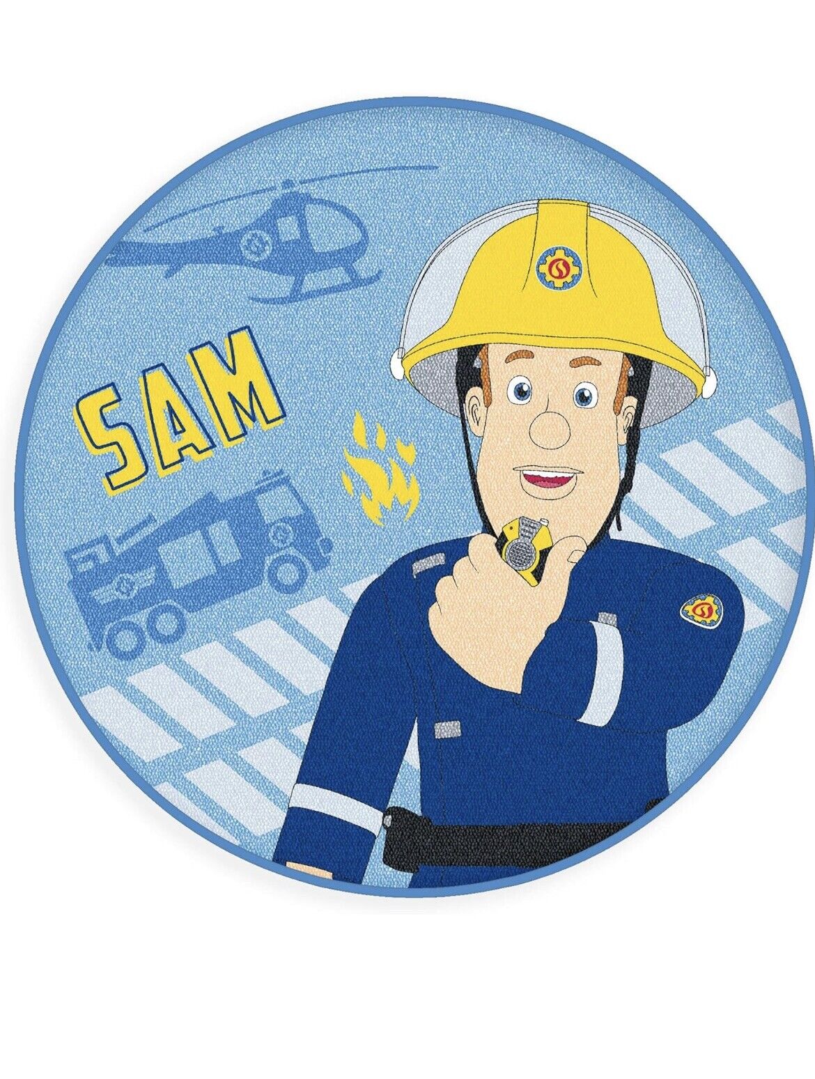 Herding Teppich, Feuerwehrmann Sam, Ø 90 cm, Oberseite aus 100% Polyamid