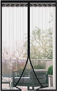 Fliegengitter Magnet Tür, 90x210cm Fliegenvorhang Magnet Balkontür Ohne Bohren, Insektenschutz Vorhang, Moskitonetz türe, fliegentüren für Wohnzimmer Terrassentür Schwarz