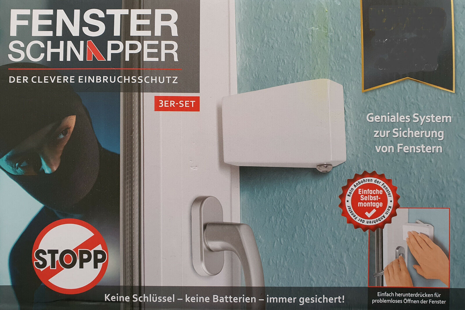 Fenster Schnapper 3er Set der clevere Einbruchschutz / Fenstersicherung NEU OVP