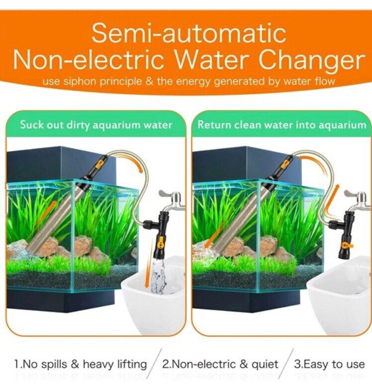 hygger Eimerfreies Aquarium-Wasserwechsel-Set für Aquarien, Auto-Siphon-Pumpe, Kiesreiniger, Staubsaugerschlauch mit langem Schlauch, Wasserwechsler, Wartungswerkzeug, 7,6 m