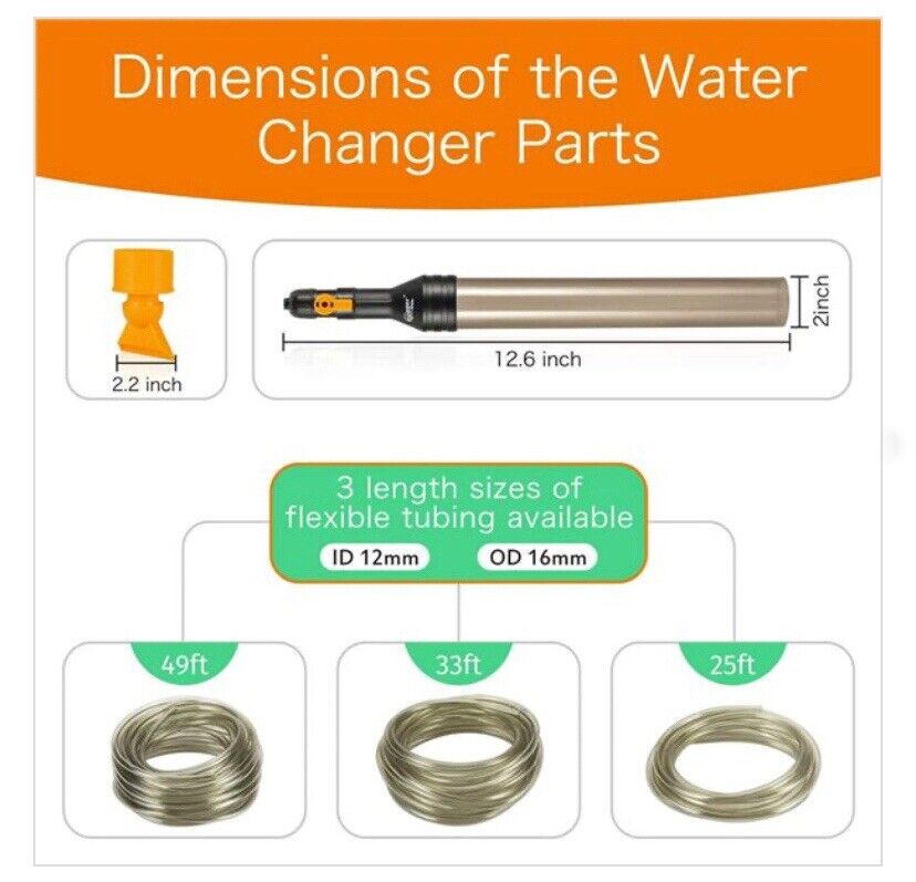 hygger Eimerfreies Aquarium-Wasserwechsel-Set für Aquarien, Auto-Siphon-Pumpe, Kiesreiniger, Staubsaugerschlauch mit langem Schlauch, Wasserwechsler, Wartungswerkzeug, 7,6 m
