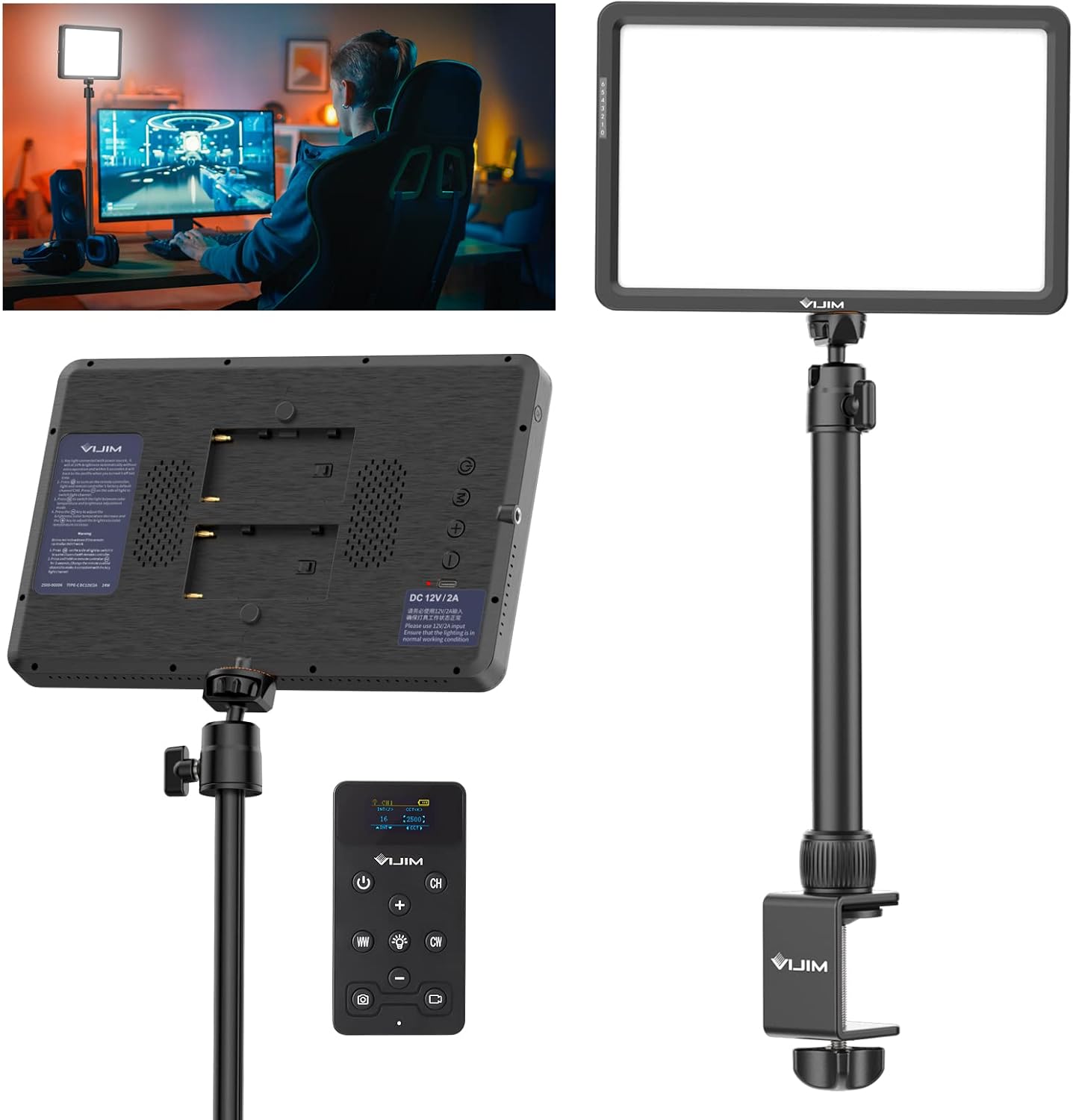 VIJIM K22 Key Light LED Videoleuchte mit Fernbedienung – Professionelles Studio-Licht für Streaming, Video & Fotografie