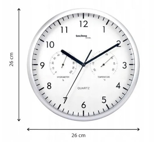 WT 650 - klassische, analoge Quarzwanduhr mit Thermometer und Feuchtigkeitsmesser